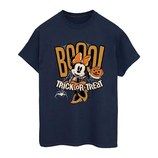 Disney Dames/Dames Boo Trick Or Treat Minnie Mouse Katoenen Vriendje T-shirt (Marineblauw) - Image 1