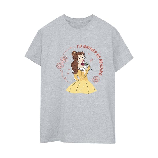 Disney Womens/Ladies Beauty And The Beast I´d Rather Be Reading Cotton Boyfriend T-Shirt (Sports Grey) - Image 2