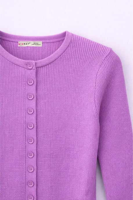 Buttoned Slim Fit Ribbed Knit Cardigan - Image 2