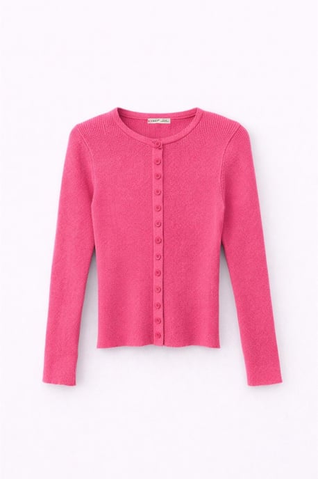 Geknoopte Slim Fit Ribbelgebreide Cardigan - Image 1
