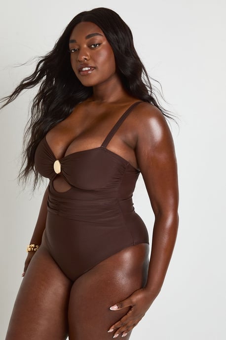 Plus Trim Cut Out Detail Swimsuit - Image 3