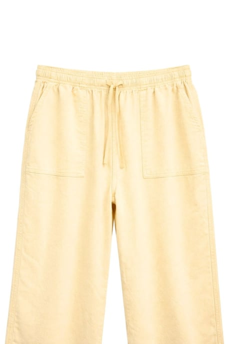 Mid Waist Straight Leg Cotton Pants with Tie Closure - Image 2