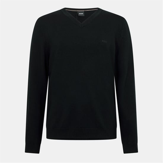 Boss Heren Batisse V Hals Sweater Top (Zwart) - Image 1