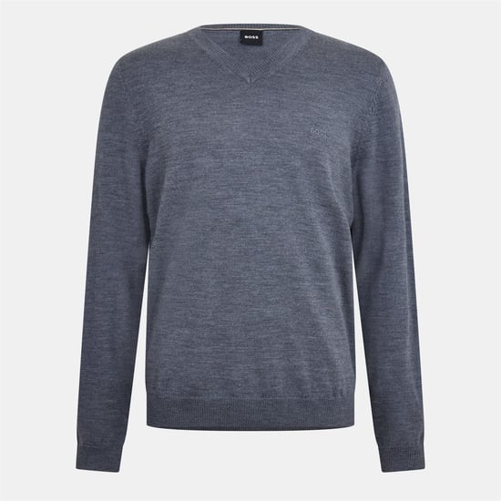 Boss Heren Batisse V Hals Sweater Top (Medium Grijs) - Image 1