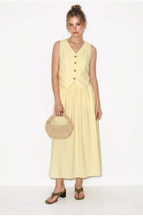 V-Neck Vest and Maxi Skirt Two-Piece Coord Set - Image 2