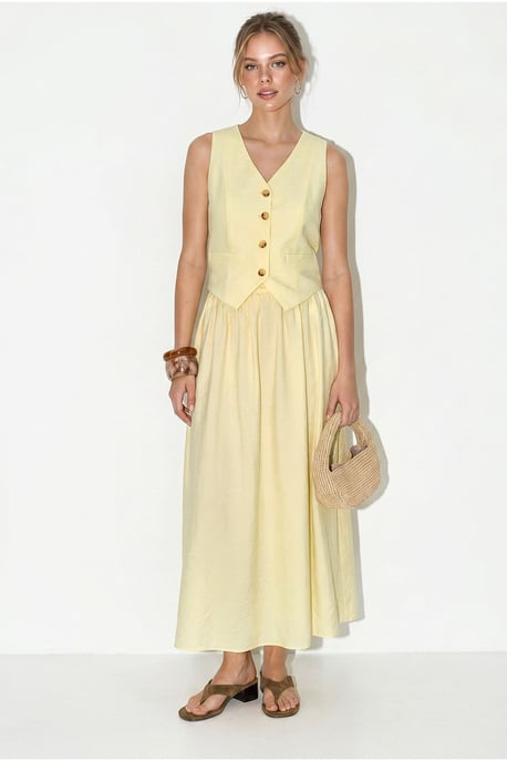 V-Neck Vest and Maxi Skirt Two-Piece Coord Set - Image 4