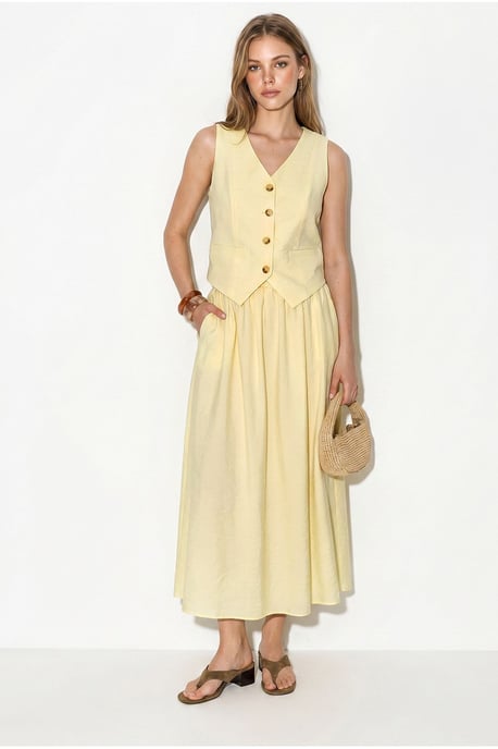 V-Neck Vest and Maxi Skirt Two-Piece Coord Set - Image 5