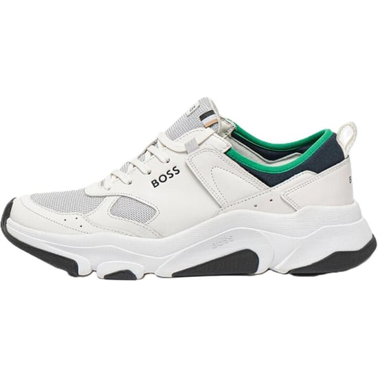 Hugo Boss Mens Asher Läder Löpning Träningsskor (Vit) - Image 2