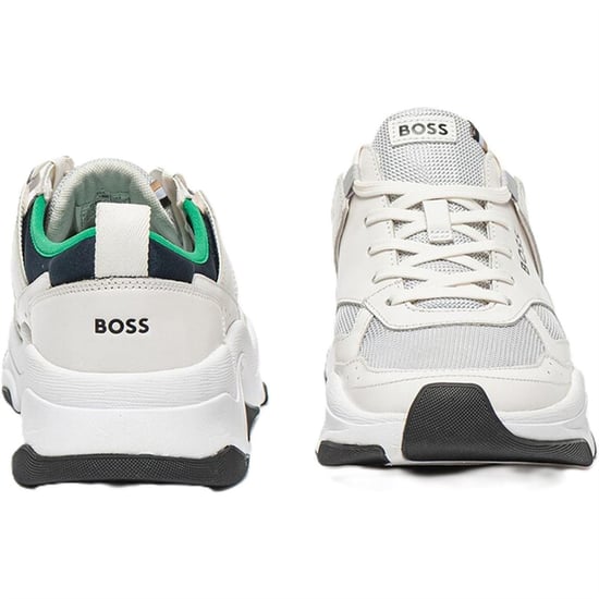 Hugo Boss Mens Asher Läder Löpning Träningsskor (Vit) - Image 3