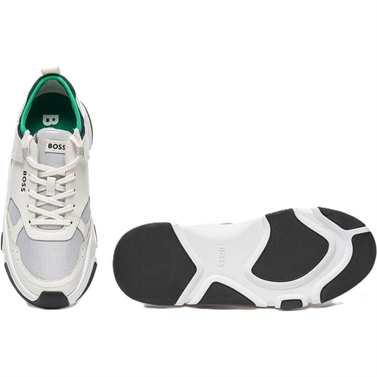 Hugo Boss Mens Asher Läder Löpning Träningsskor (Vit) - Image 4