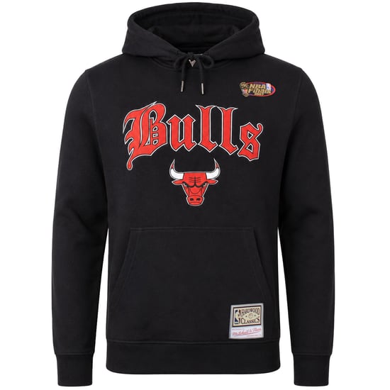 Mitchell & Ness NBA Chicago Bulls Old English Fadded Mens Black Hoodie - Image 1