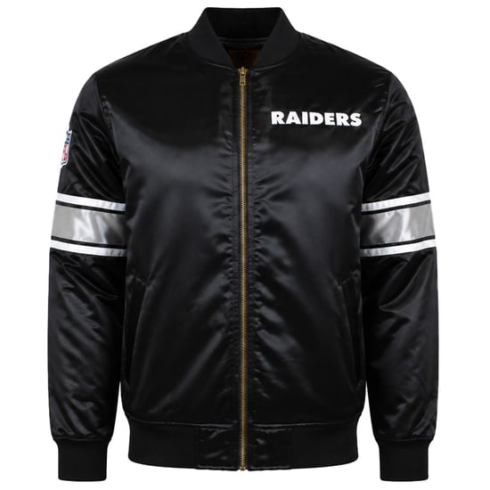 Mitchell & Ness NFL Oakland Raiders Heavyweight Mens Black Satin Jacket - Image 1