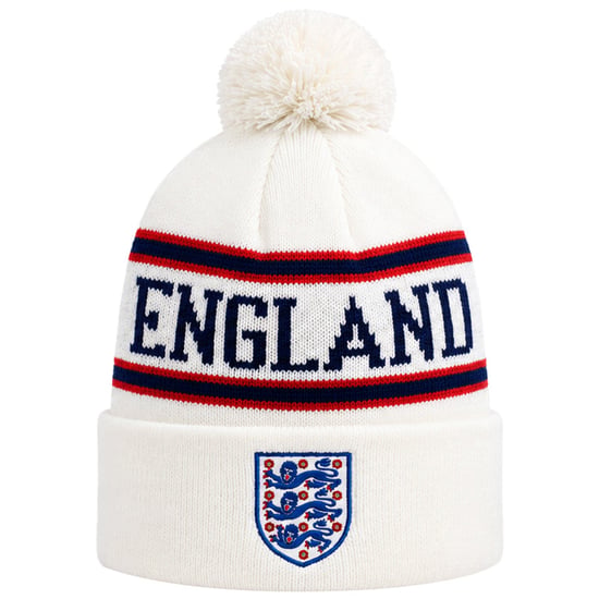 Mitchell & Ness Jacquard Script Pom Knit White Beanie - Image 1