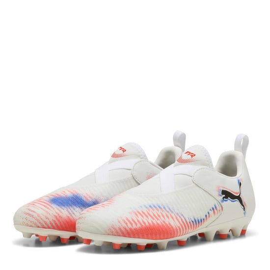 Boys Puma Kids Future 8 Match Firm Ground Football Boots in Wht-Blk-Glw Red - Image 1