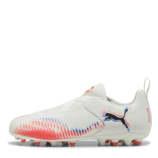 Boys Puma Kids Future 8 Match Firm Ground Football Boots in Wht-Blk-Glw Red - Image 2