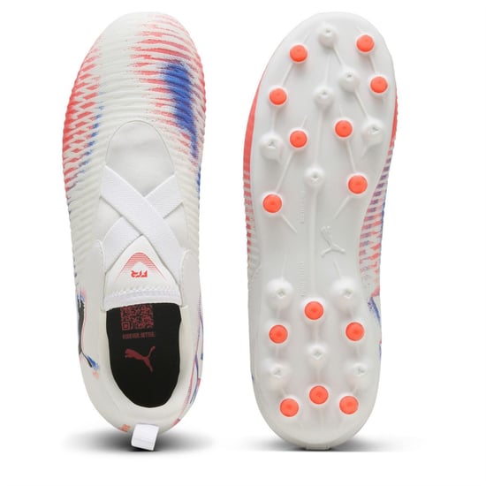 Boys Puma Kids Future 8 Match Firm Ground Football Boots in Wht-Blk-Glw Red - Image 3