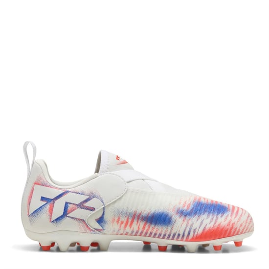 Boys Puma Kids Future 8 Match Firm Ground Football Boots in Wht-Blk-Glw Red - Image 4