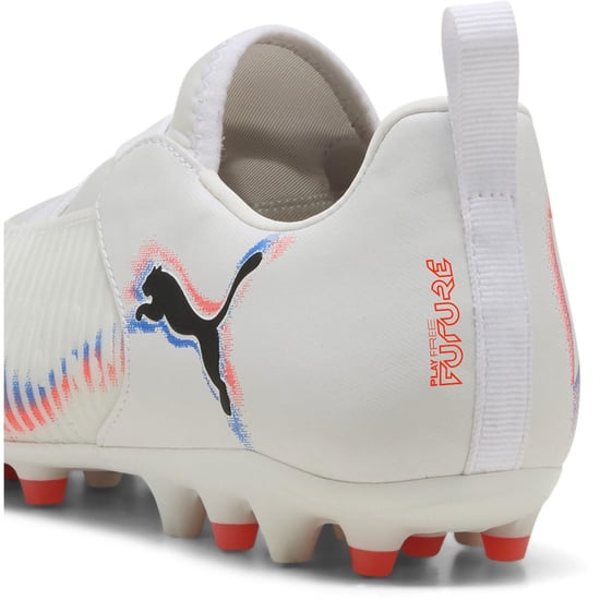 Boys Puma Kids Future 8 Match Firm Ground Football Boots in Wht-Blk-Glw Red - Image 5