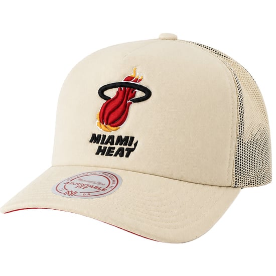 Mitchell & Ness NBA Miami Heat Evergreen Trucker Off White Cap - Image 1