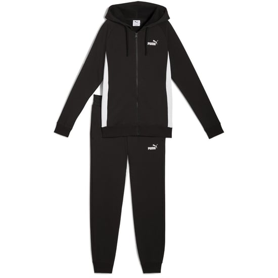 Women's Puma Full Zip Hooded Fleece Tracksuit in Puma Black - Image 1