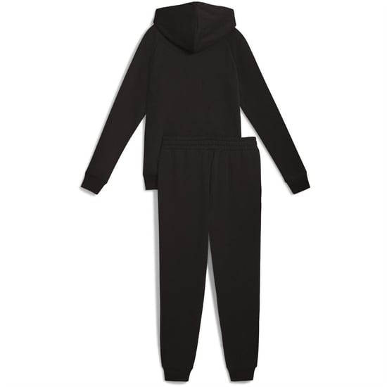 Women's Puma Full Zip Hooded Fleece Tracksuit in Puma Black - Image 2