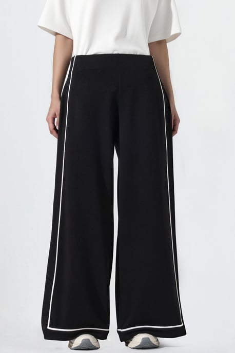 Contrast Binding Detail Modal Touch Wijde Pantalon - Image 1