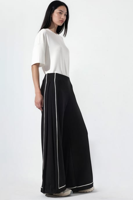 Contrast Binding Detail Modal Touch Wijde Pantalon - Image 3