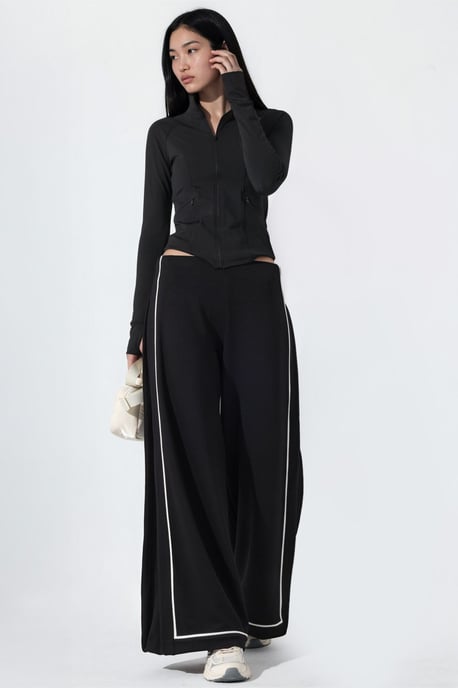 Contrast Binding Detail Modal Touch Wijde Pantalon - Image 6