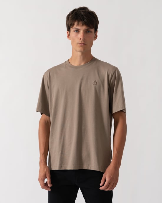 Short Sleeve Logo Detail T-Shirt in Taupe - Image 1