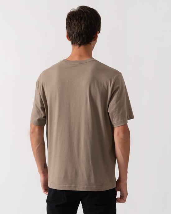 Short Sleeve Logo Detail T-Shirt in Taupe - Image 2