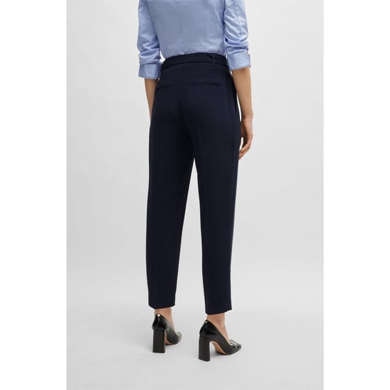 Boss Womens/Ladies Tapia Belted Regular Trousers (Blue) - Image 3