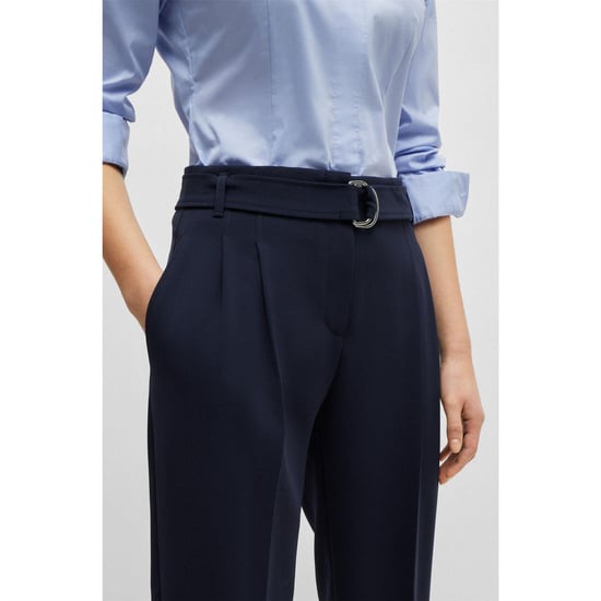 Boss Womens/Ladies Tapia Belted Regular Trousers (Blue) - Image 4