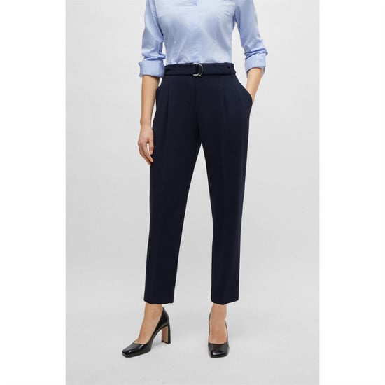 Boss Womens/Ladies Tapia Belted Regular Trousers (Blue) - Image 5