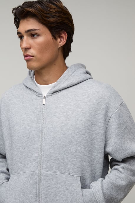 Essential Oversized Boxy Zip Through Hoodie - Image 3