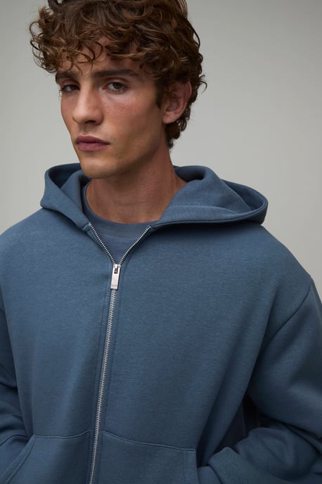 Essential Oversized Boxy Zip Through Hoodie - Image 3