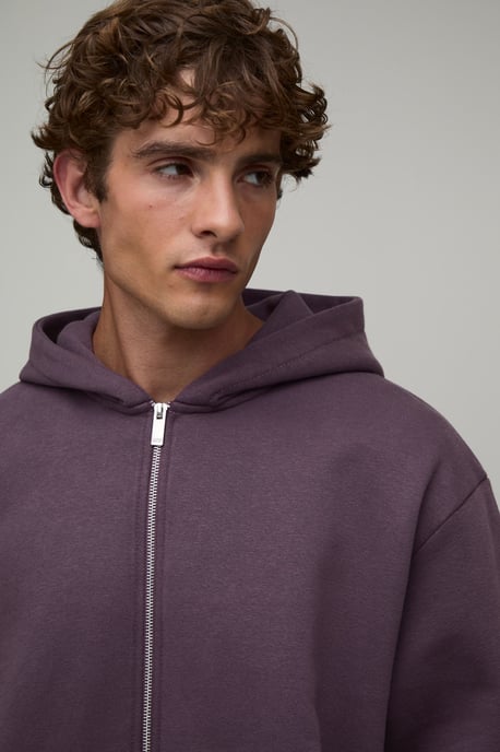 Essential Oversized Boxy Zip Through Hoodie - Image 3