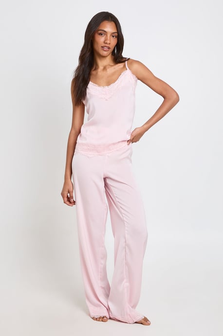 Tall Eyelash Lace Trim Cami & Trouser Pyjama Set - Image 3