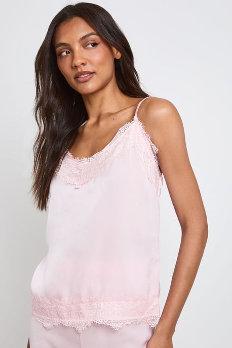 Tall Eyelash Lace Trim Cami & Trouser Pyjama Set - Image 4