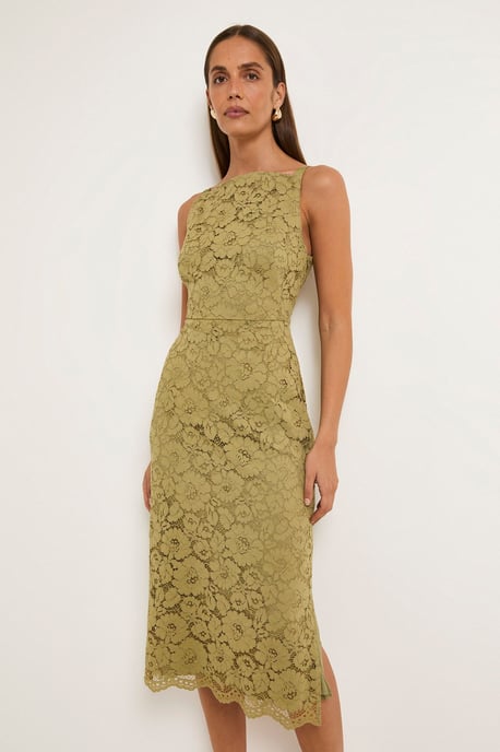 Lace Satin Strap Pencil Dress - Image 4