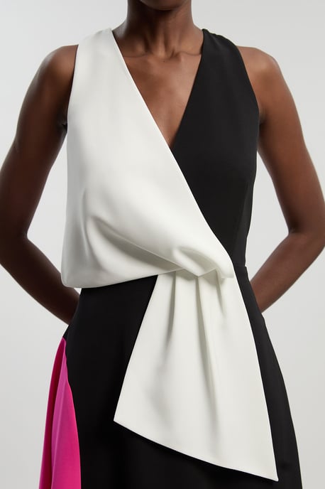 Petite Soft Tailored Colour Block Detail Midi Dress - Image 2