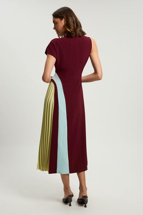 Petite Soft Tailored Colour Block Detail Midi Dress - Image 3