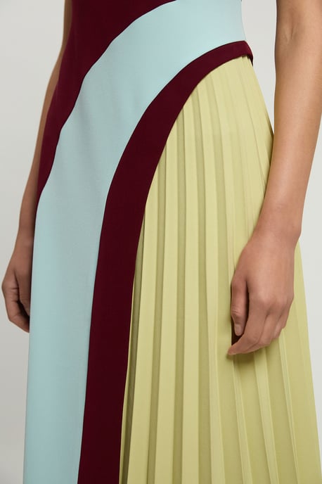 Petite Soft Tailored Colour Block Detail Midi Dress - Image 4