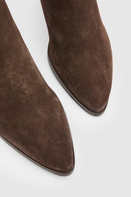 Moss Suede Chelsea High Block Heel Ankle Boots - Image 4