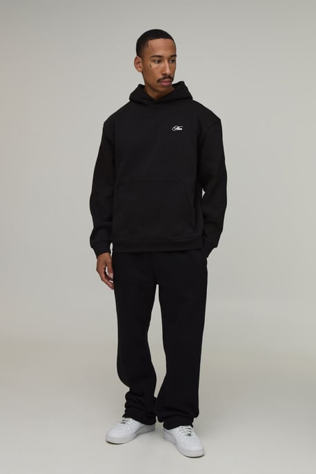 Oversized Man Script Floral Printed Hoodie - Image 4