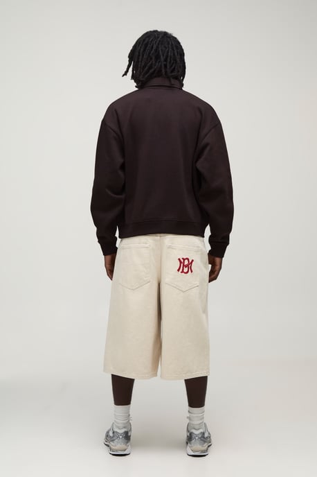 Heavyweight Oversized Boxy Embroidered Badge Polo Sweater - Image 2
