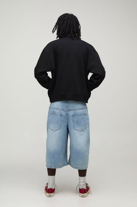 Heavyweight Oversized Boxy Embroidered Badge Polo Sweater - Image 2