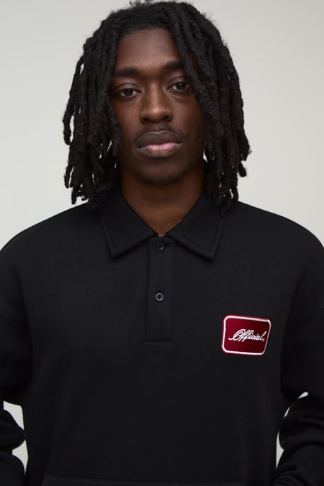 Heavyweight Oversized Boxy Embroidered Badge Polo Sweater - Image 3