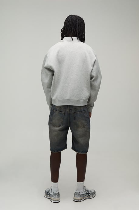 Heavyweight Oversized Boxy Embroidered Badge Polo Sweater - Image 2