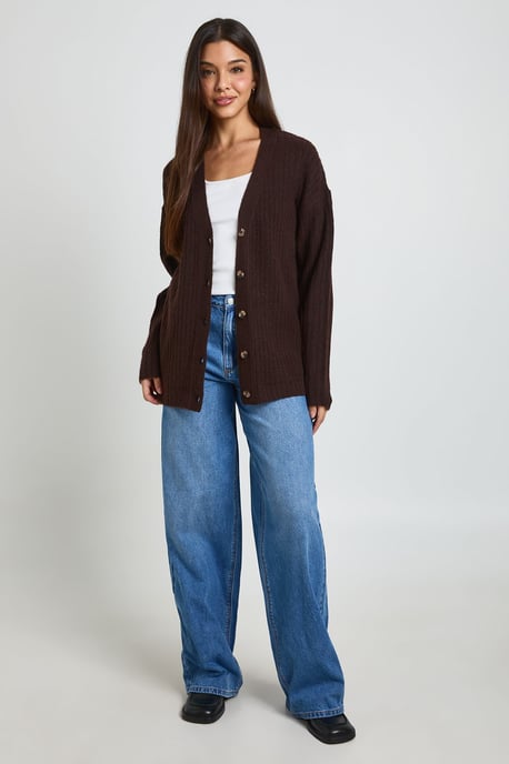 Rib Knit Boyfriend Cardigan - Image 3