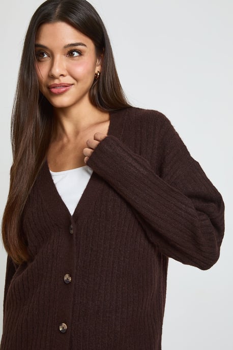 Rib Knit Boyfriend Cardigan - Image 4